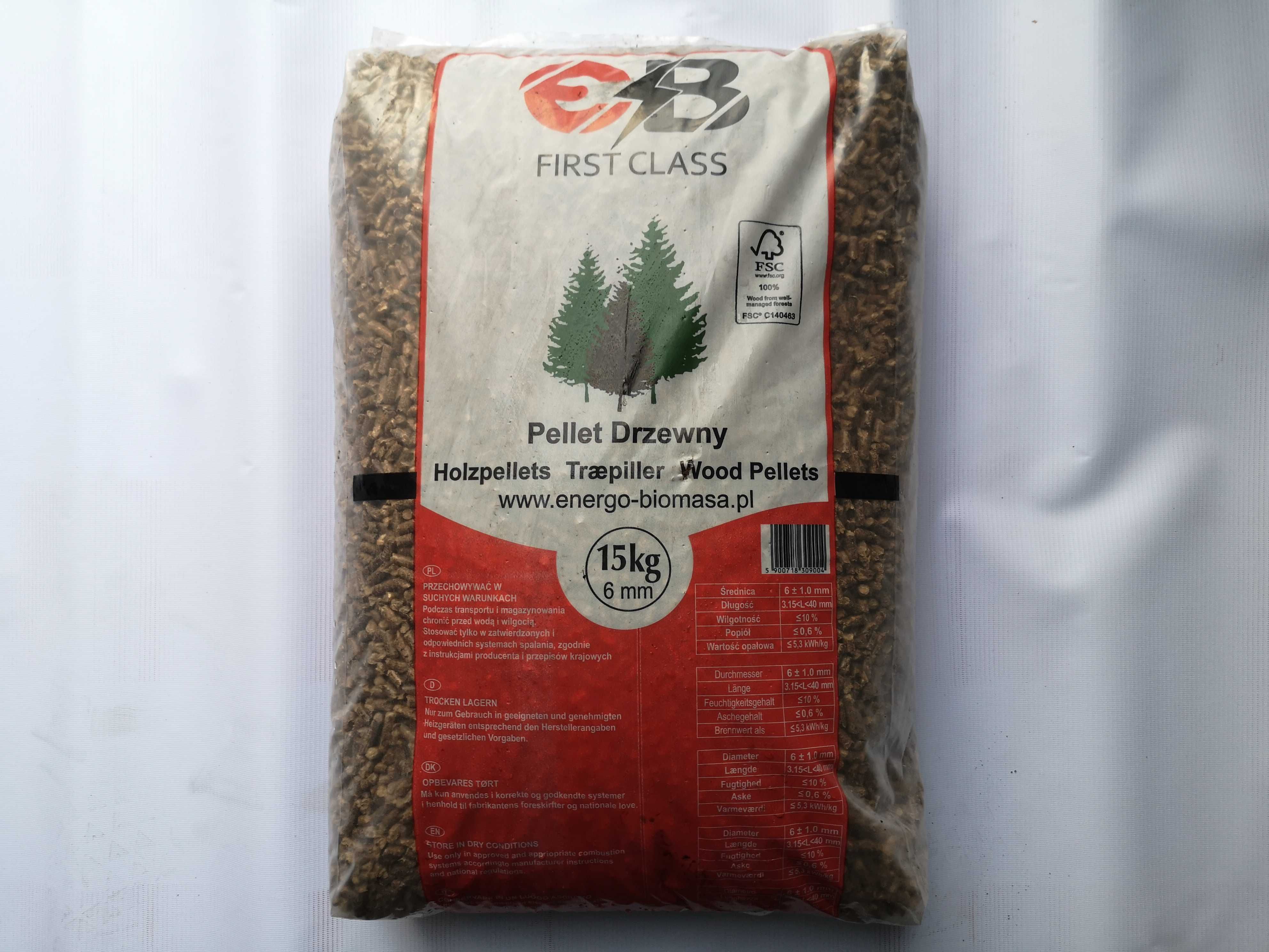 PELLET pellet drzewny 6mm EB  premium first class 975kg paleta Dostawa