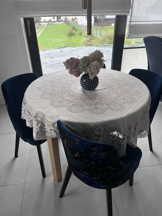 Stołek fotel krzesło granat welur