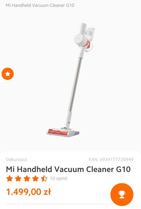 Odkurzacz Pionowy Bezprzewodowy Xiaomi Mi Vacuum Cleaner G 10