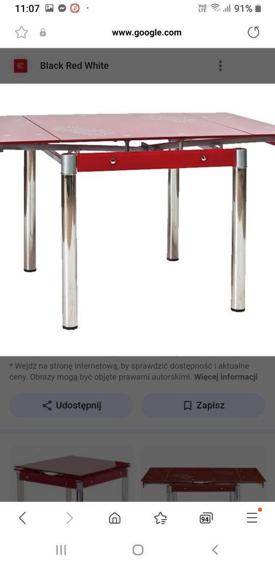 Szklany stół czerwony