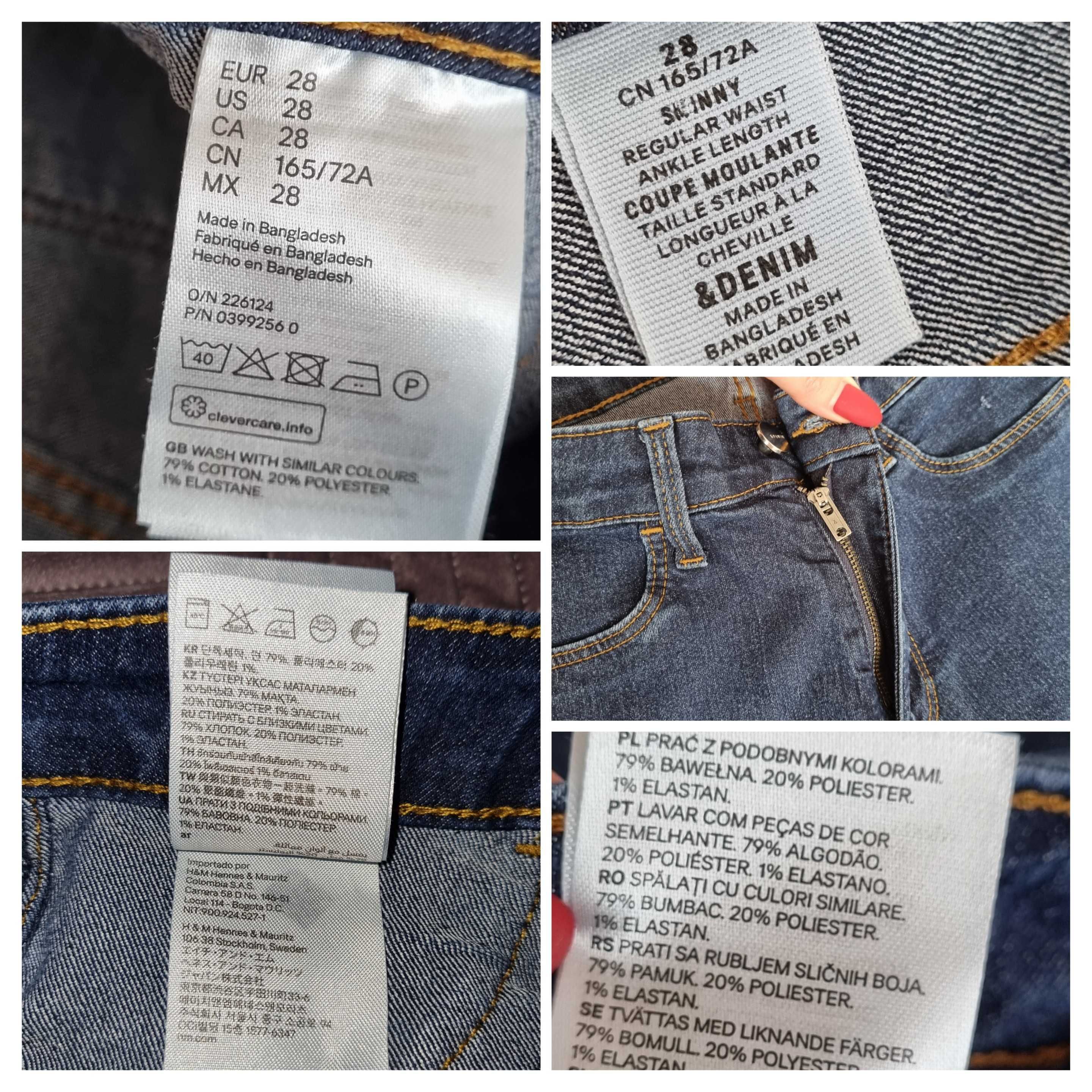 Damskie spodnie jeansowe H&M &DENIM Skinny Coupe Moulante rozm 28 S-M
