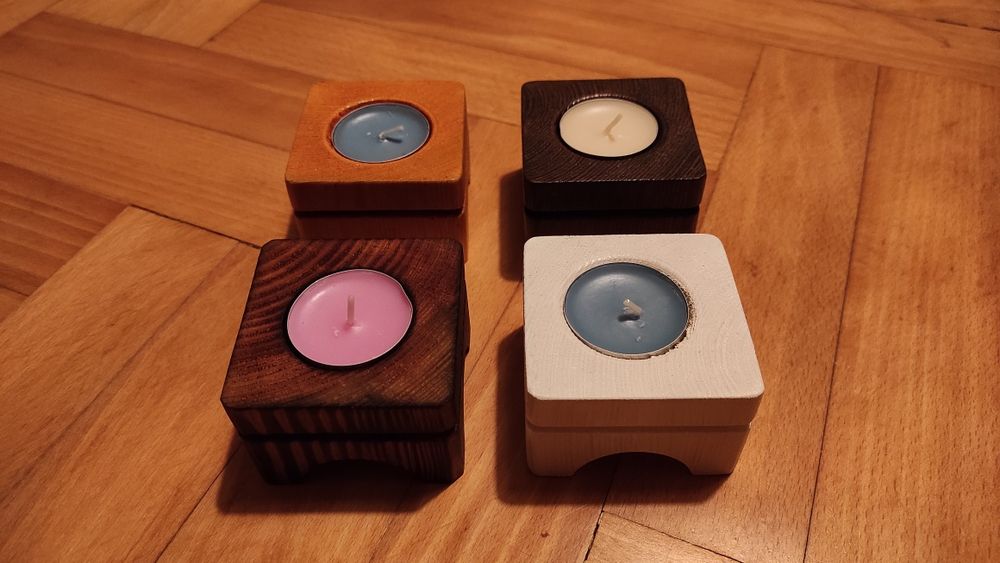 Wyroby z drewna - Zestaw 3 świeczników tealight (2)