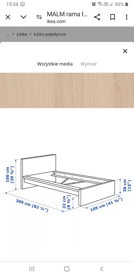 Rama łóżka Malm Ikea