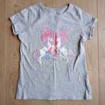 Primark Unicorn Szara Koszulka Jednorożec Brokat r. 140cm 9-10lat