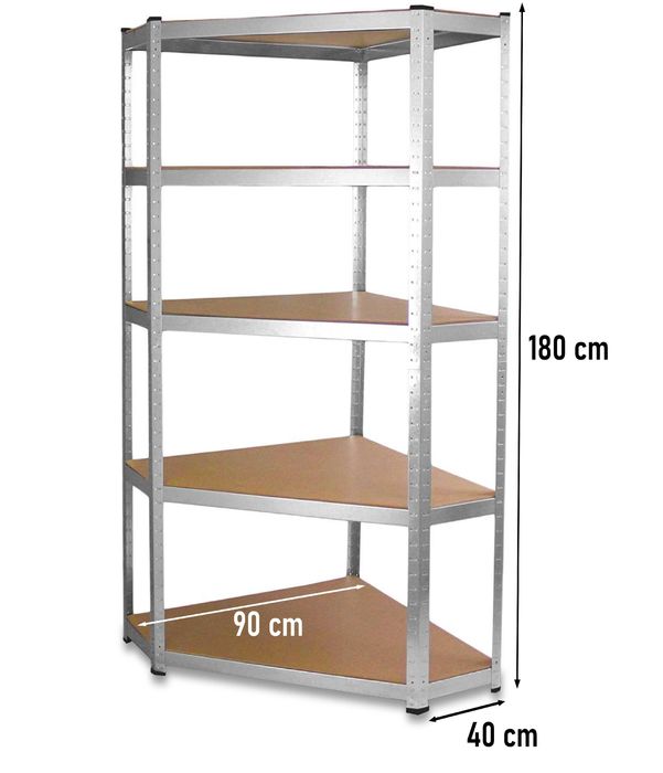 Regał Magazynowy NAROŻNY Metalowy Garaż GC9040 MDF Stal Ocynk
