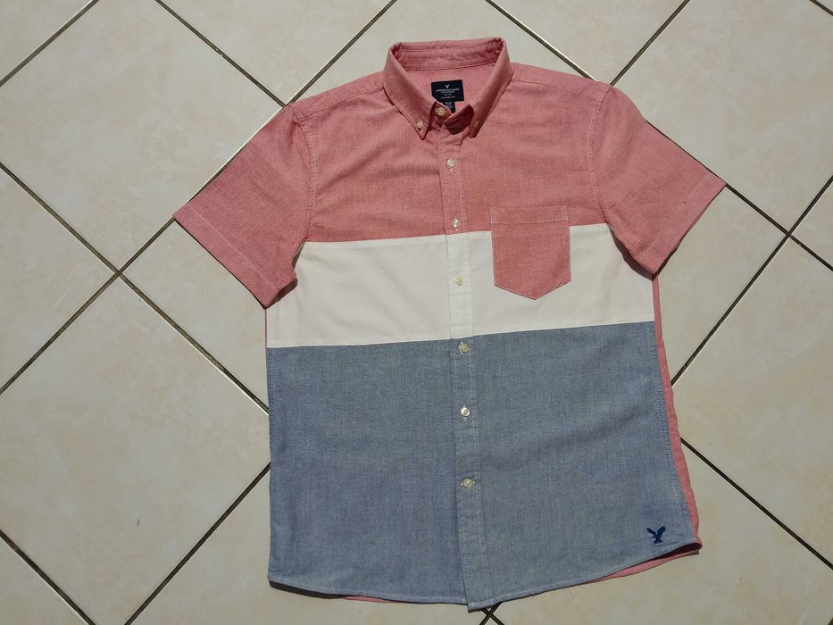 AMERICAN EAGLE USA - NOWA! z LOGO Koszula Męska krótki rękaw rozmiar M
