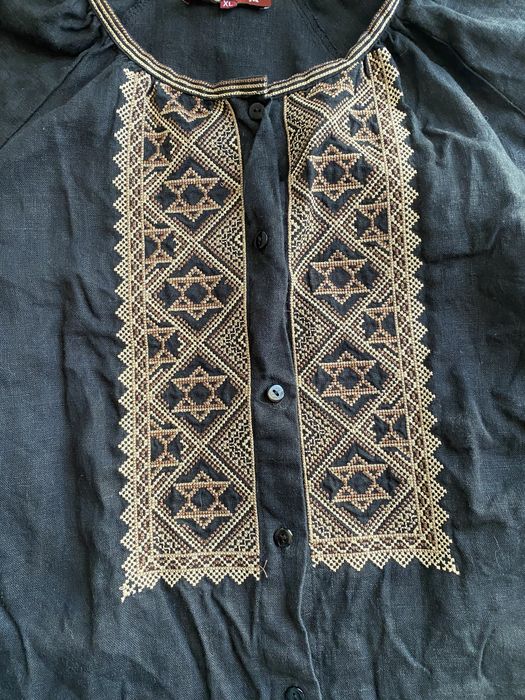 Вишита сорочка (вишиванка) на ґудзиках, льон