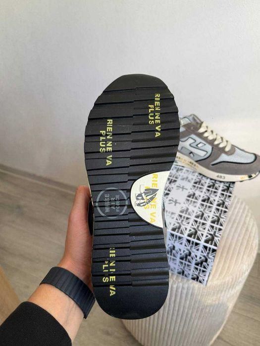 Оригинал Premiata Grey Black White кроссовки мужские замшевые