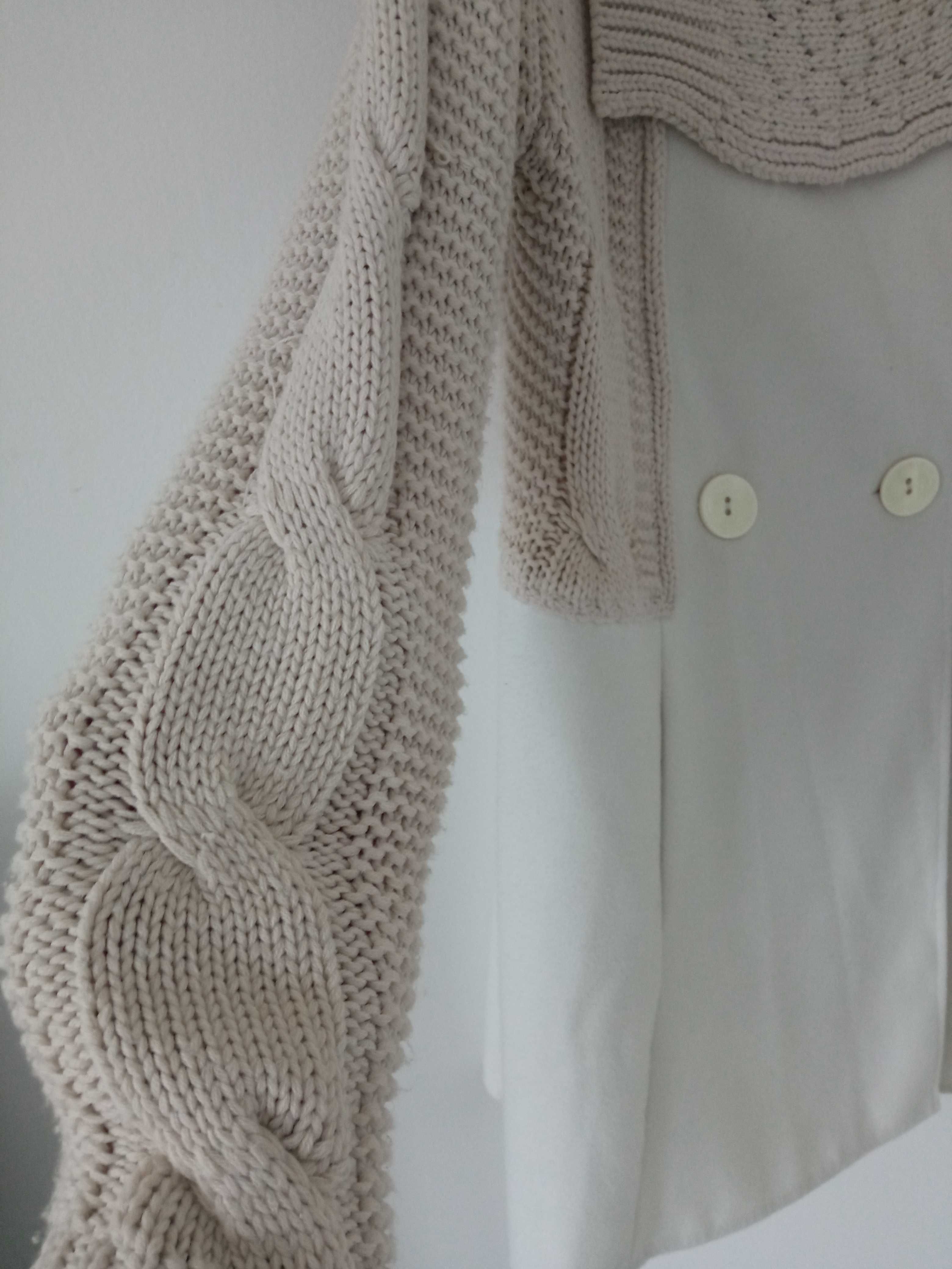 Nor-Bi damski beżowy płaszcz sweter kardigan r XL