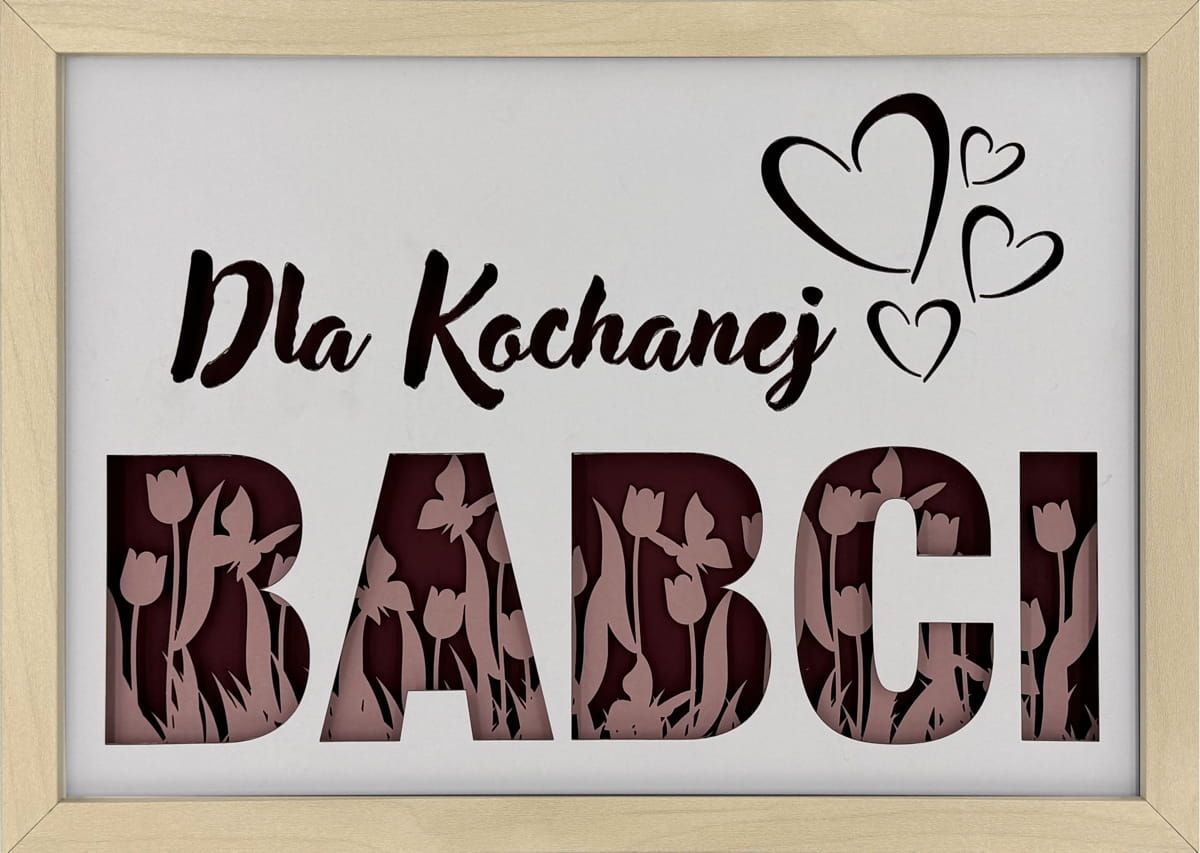 Ramka 3D shadow box Dla Kochanej Babci Tulipany 32x23