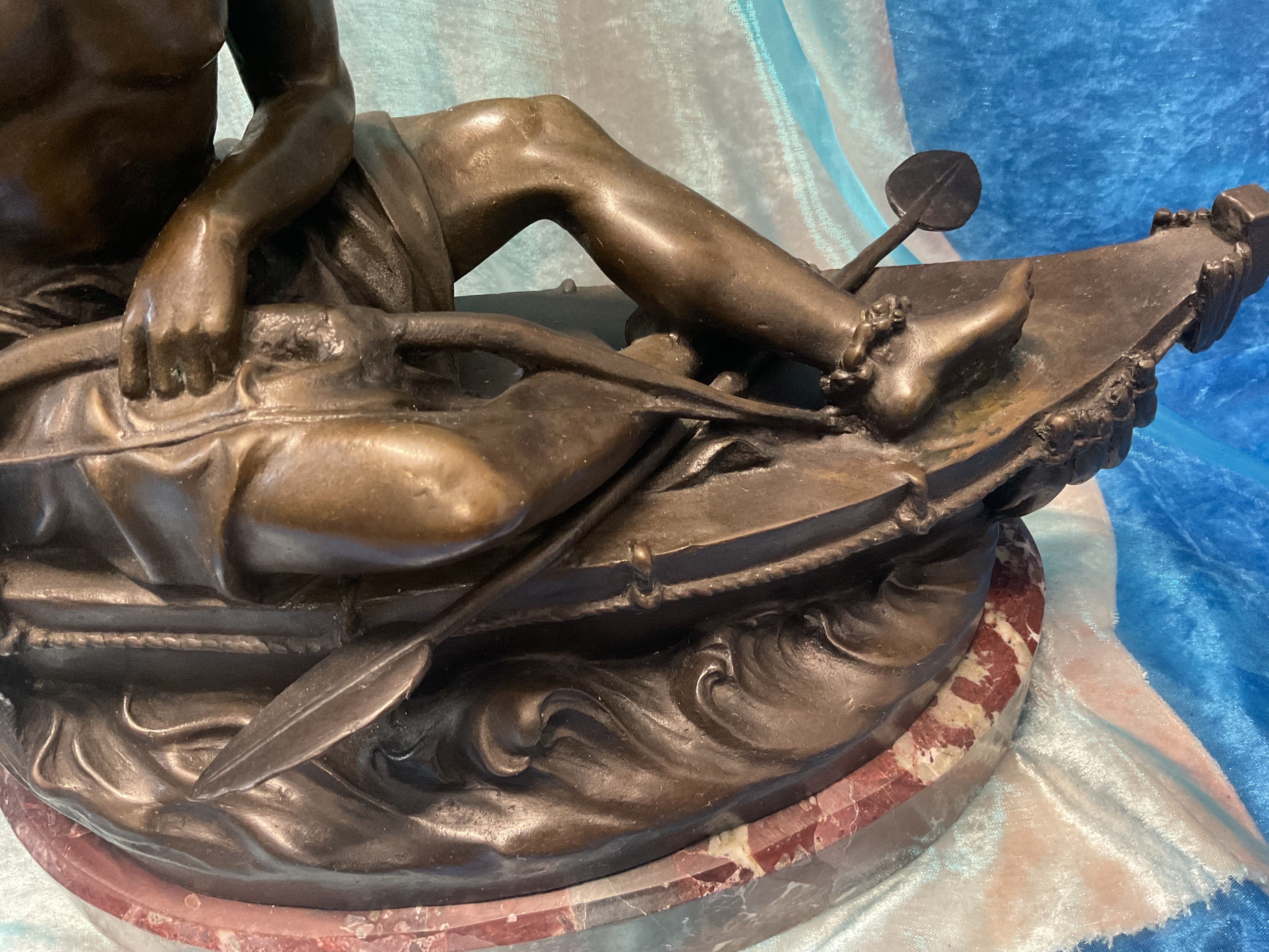 Escultura índio bronze 37 cm
