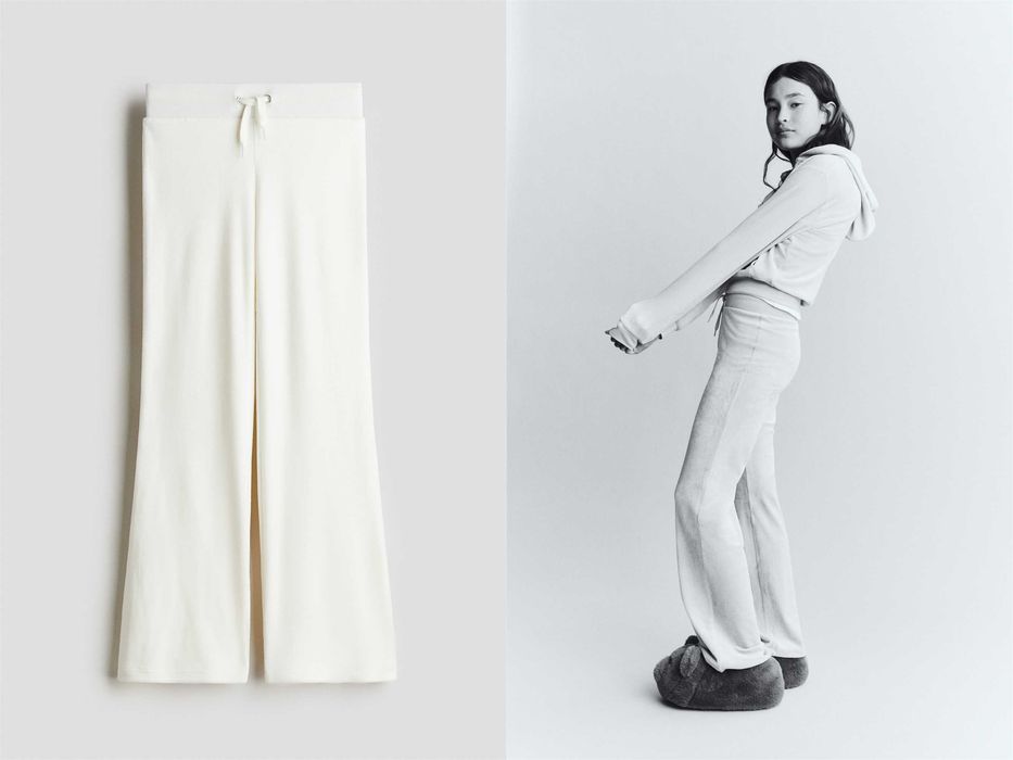 Spodnie joggersy welurowe 158cm 12-13Lat kremowe PROMOCJA