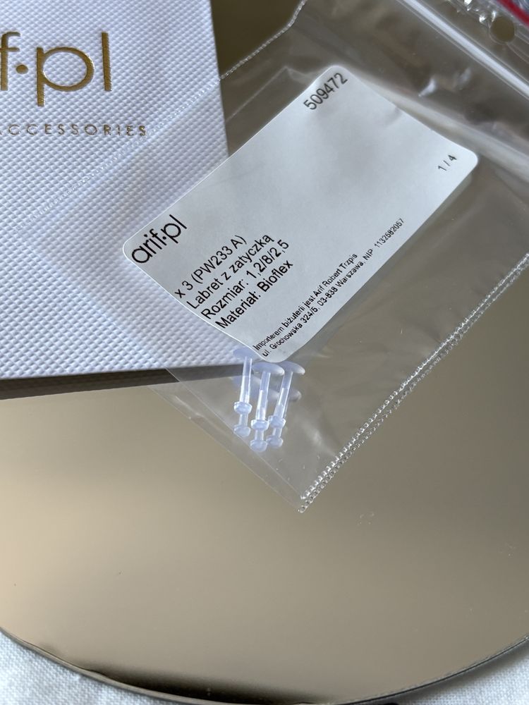 Przezroczyste labrety z zatyczką z Bioflexu 8mm