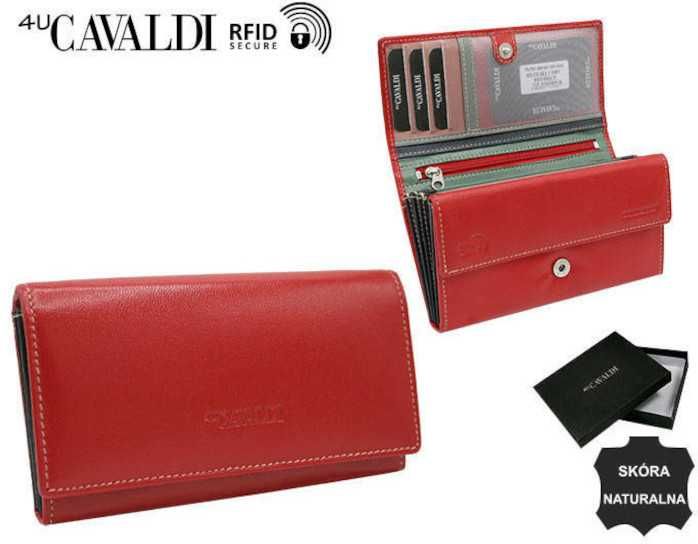 czerwony damski portfel skórzany Cavaldi