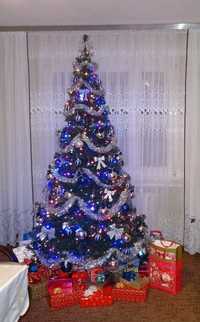 Choinka, Lampki LED, Bombki, Łańcuchy, Świąteczne, Boże Narodzenie