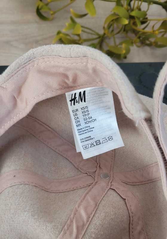 Kremowa Czapka z Daszkiem H&M, Rozm S/XS, Ciepła