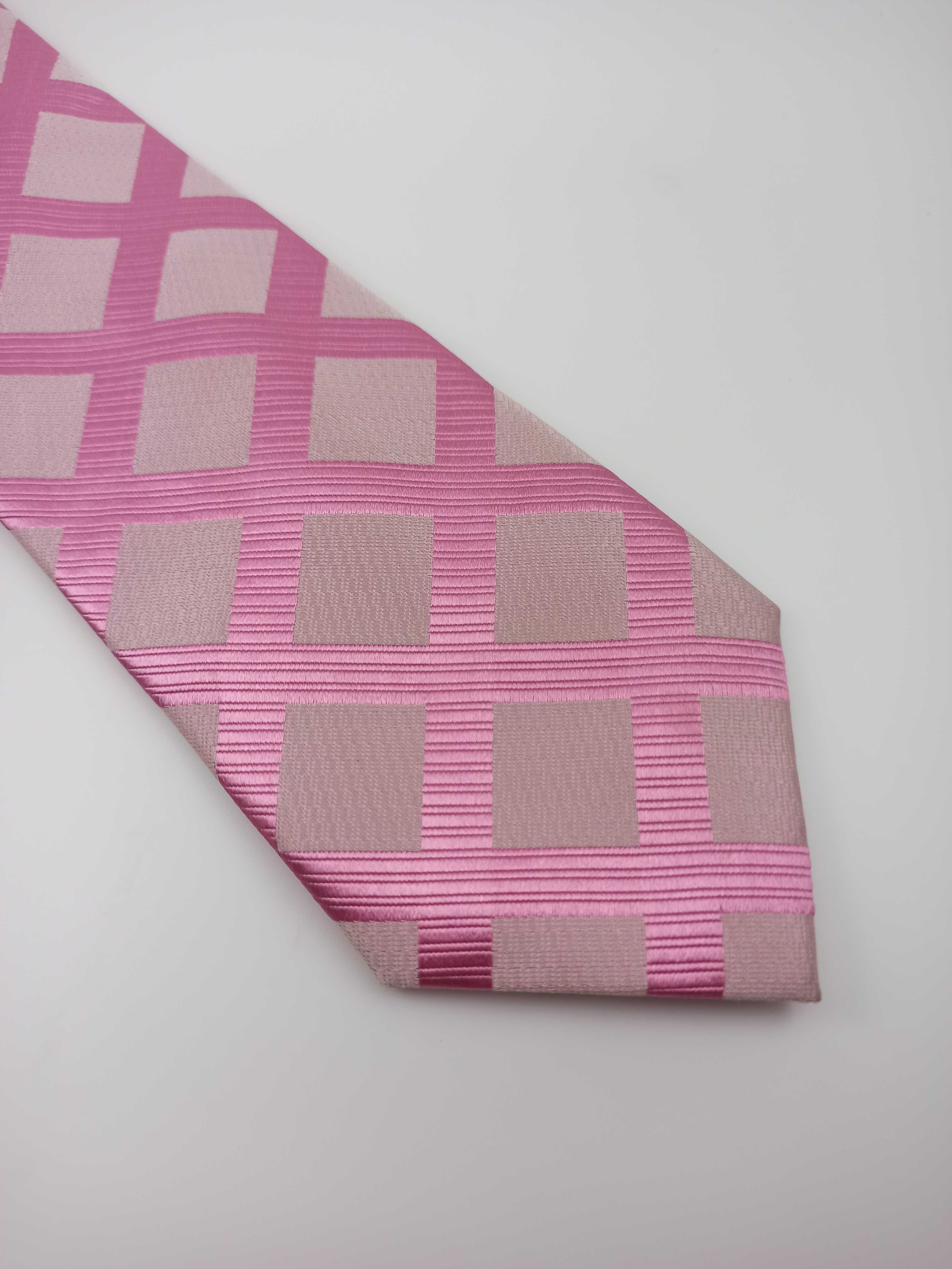 Tm Lewin różowy jedwabny krawat w kratkę
