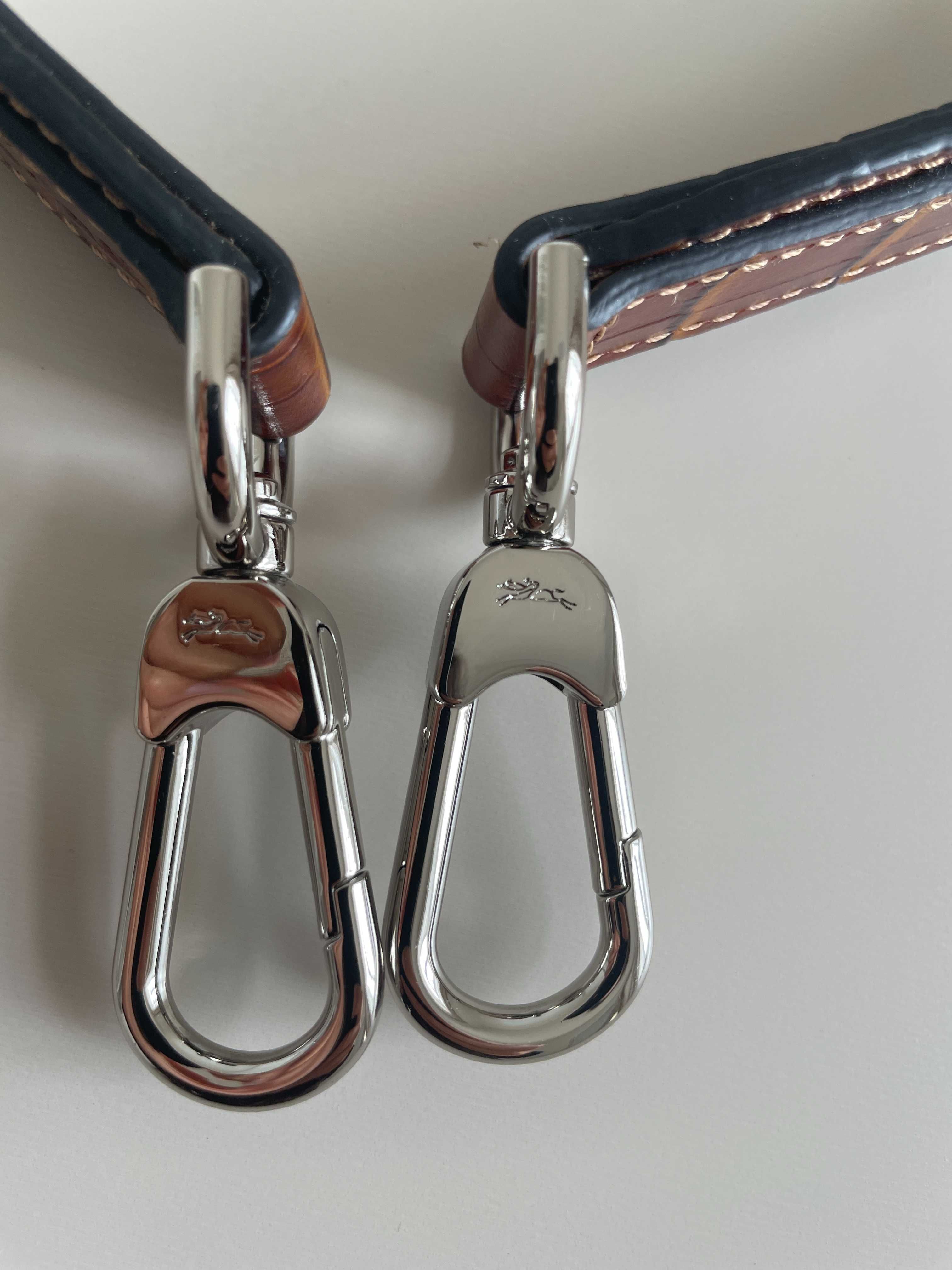 Longchamp alça de bolsa pele castahno