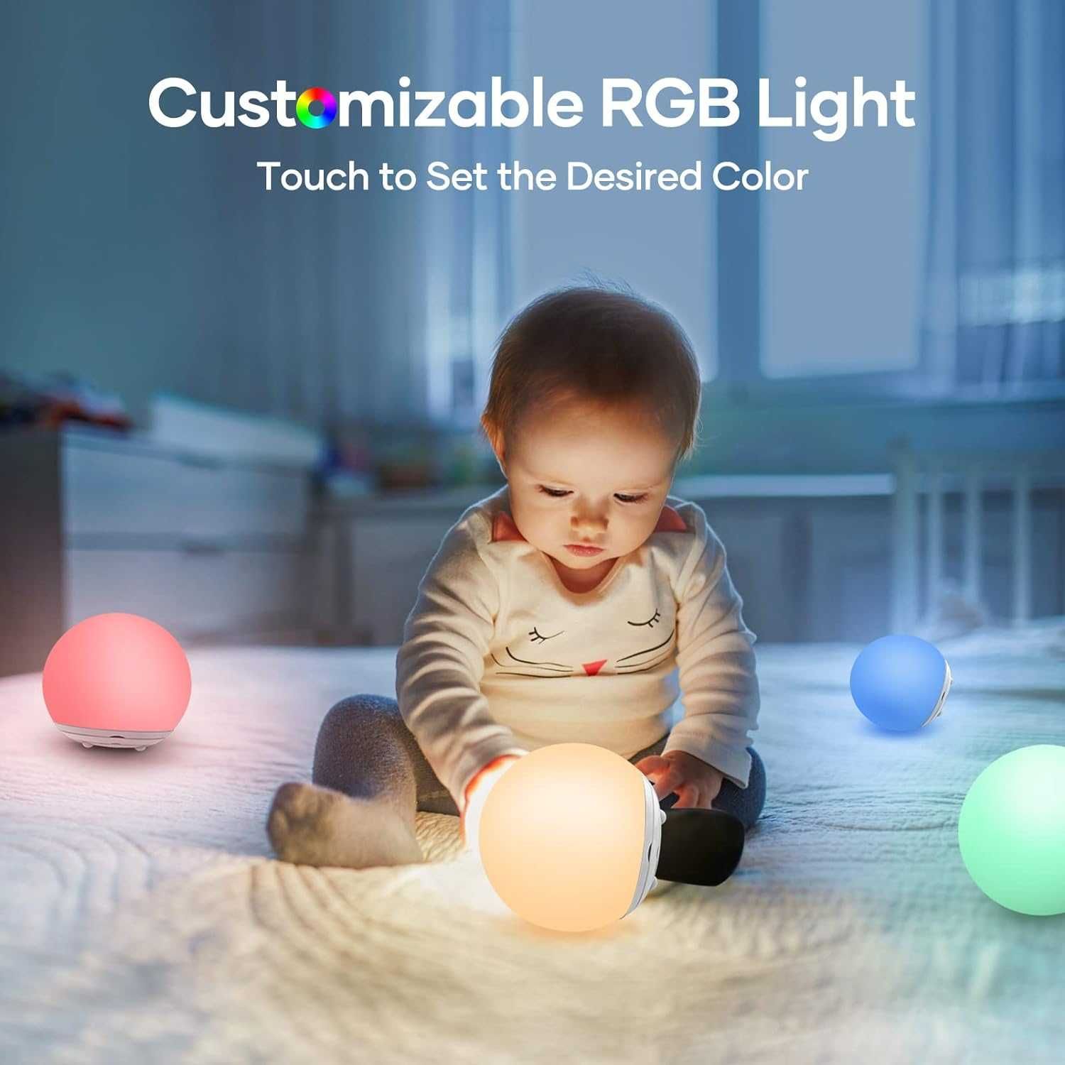 Lampka nocna dla dzieci kolorowe światło ściemniana timer RGB Suright