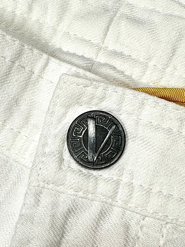 Versace Collection Bawełniano Lniane Luźne Spodnie Męskie Prążkowane r
