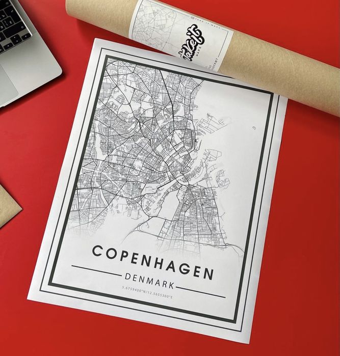 Постер с картой города Картина место встречи Подарок