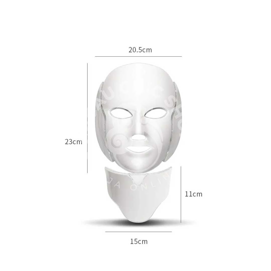 Máscara Led Face e Pescoço 7 Cores Fototerapia - Limpeza de Pele