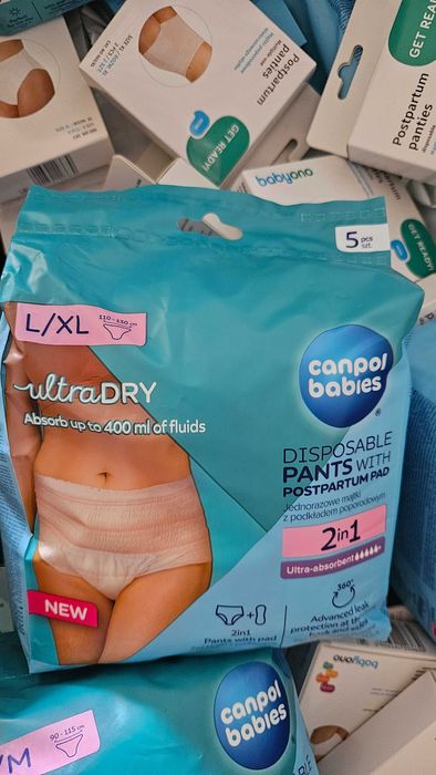 Majtki poporodowe do szpitala porodu jednoraz plus wkład podpaska L/XL