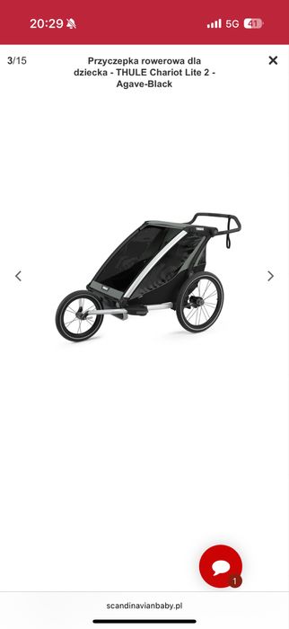 Przyczepka rowerowa dla dziecka - THULE Chariot Lite 2 nowa gwarancja