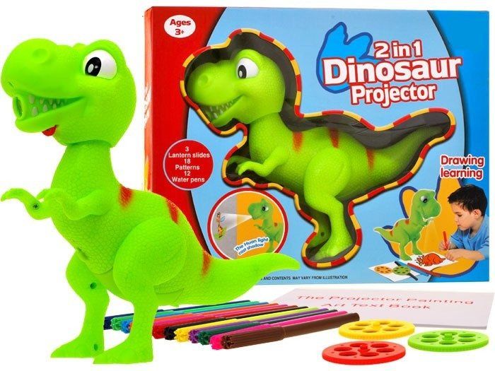 dinozaur t-rex rzutnik projektor + pisaki ta0048