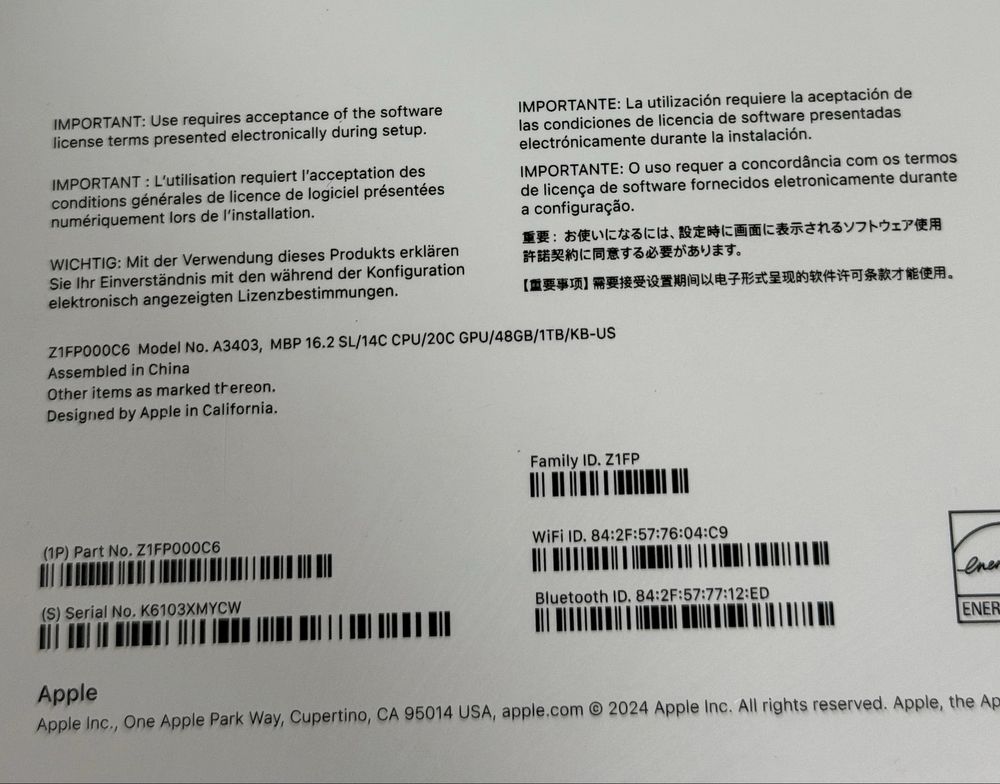 Apple MacBook Pro 16” M4 Pro 14CPU/20GPU/48GB/1TB Silver
