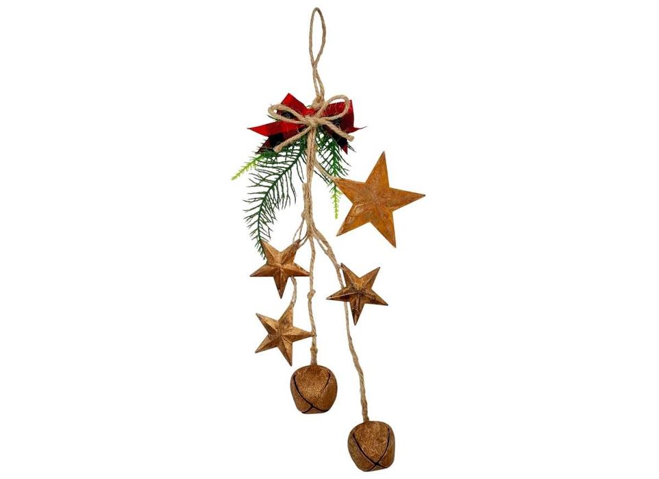 Zawieszka świąteczna na drzwi okno dekoracja metalowe gwiazdki dzwonki