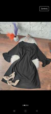 Czarna sukienka Bodyflirt Boho wstawki koronka luźna Rozmiar 3xl 4xl