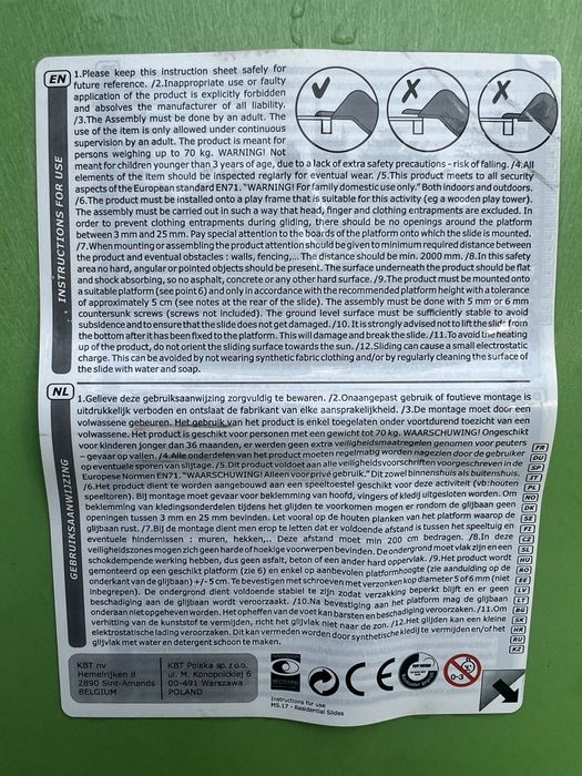 Zjeżdżalnia dzięcieca na wysokość 60 cm