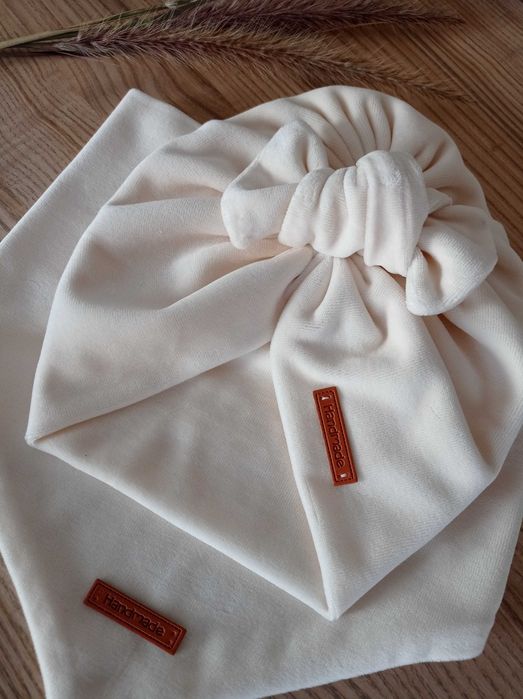 komplet Turban i chusta, welur, Handmade