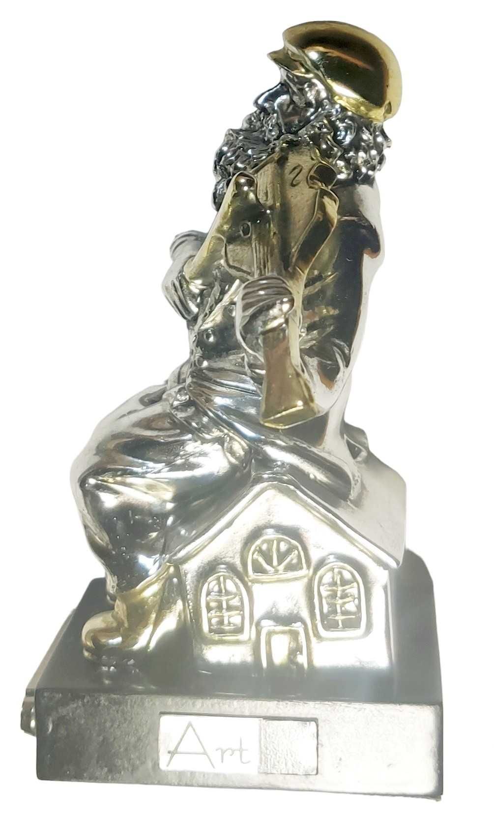 Иудаистская посеребрённая статуэтка Скрипач на крыше; 12,5см
