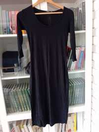 38 M Basic czarna sukienka MIDI dzianina wiosenna