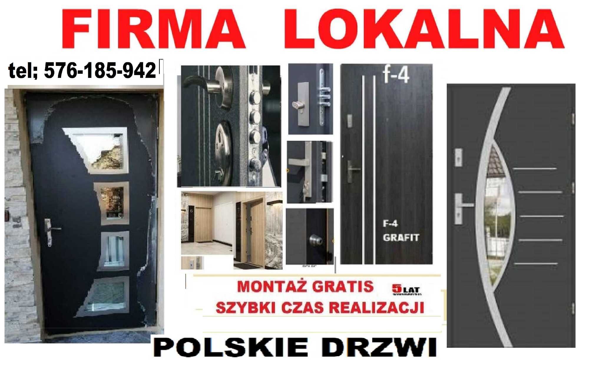 POLSKIE, WEWNĄTRZKLATKOWE i zewnętrzne, drzwi wejściowe z montażem.