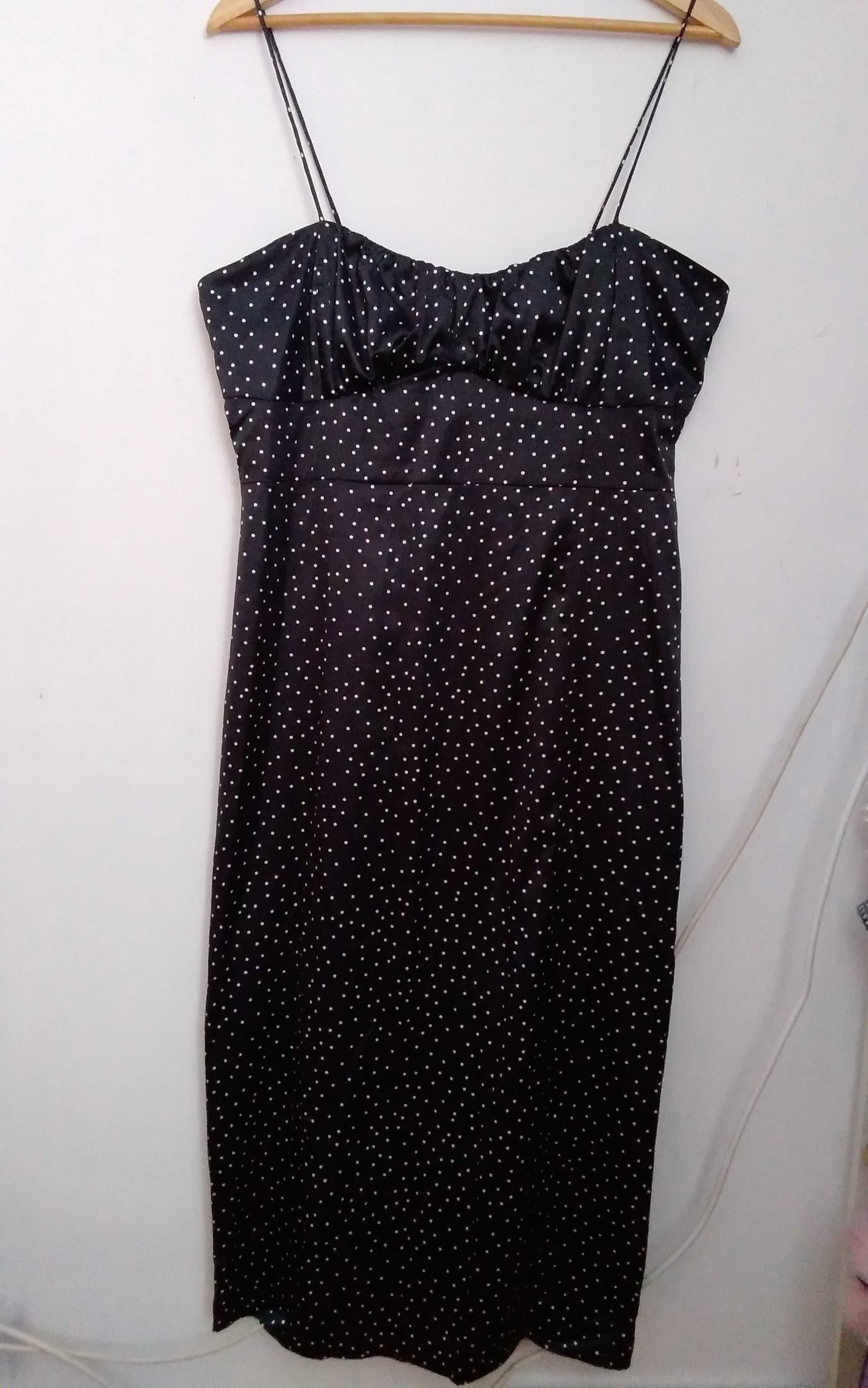 Vestido de alças, estampado bolinhas, tamanho XL Zara