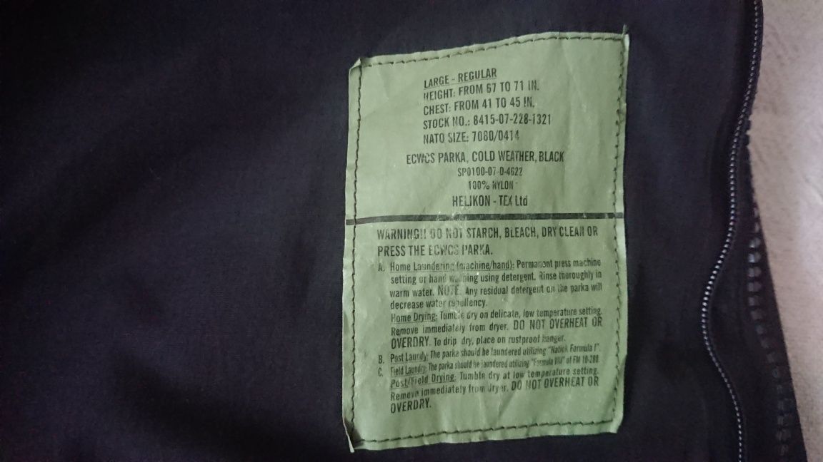 Kurtka Parka wojskowa ECWCS Black