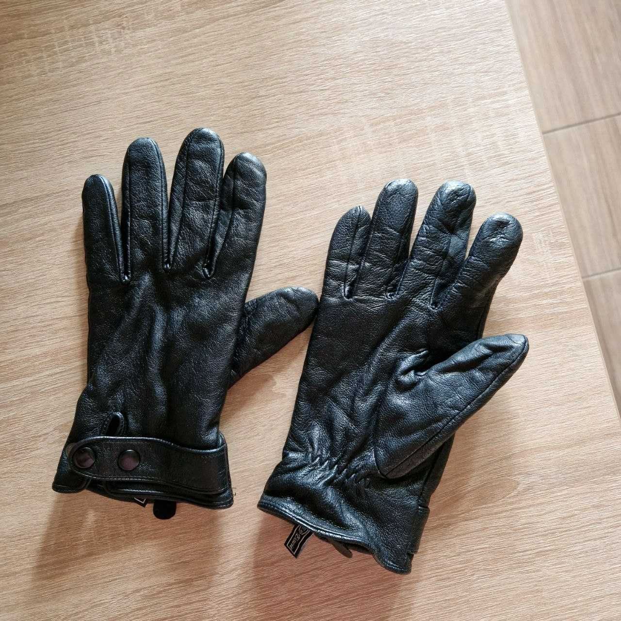 Чоловічі шкіряні рукавиці на зиму чорні 9.5
