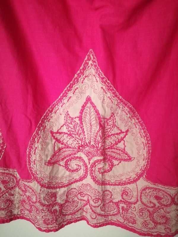 Nowa spódnica XL 42 bawełniana indyjska różowa beżowa wzorzysta