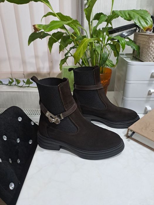 Сапоги в стиле HERMES Натуральный замш,шоколад Розмір  39