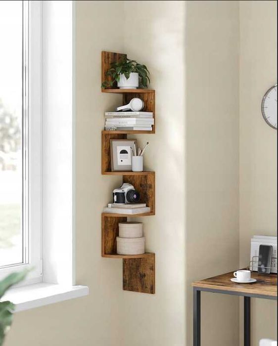 NOWA Półka Narożna Wisząca Na Książki Loft Regał Szafka Ścienna Róg