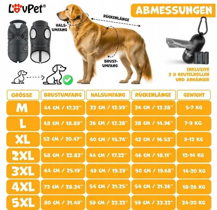 Kurtka Zimowa dla Psa LovPet 40 Polar Wodoodporna Odblaskowa 12-14kg