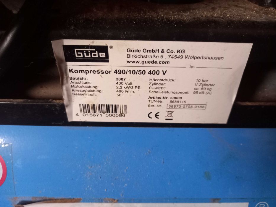 Компресор двохциліндровий GÜDE 490/10/50 380Вольт