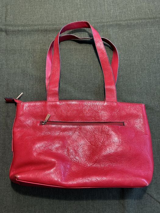 Czerwona skórzana torebka damska vintage