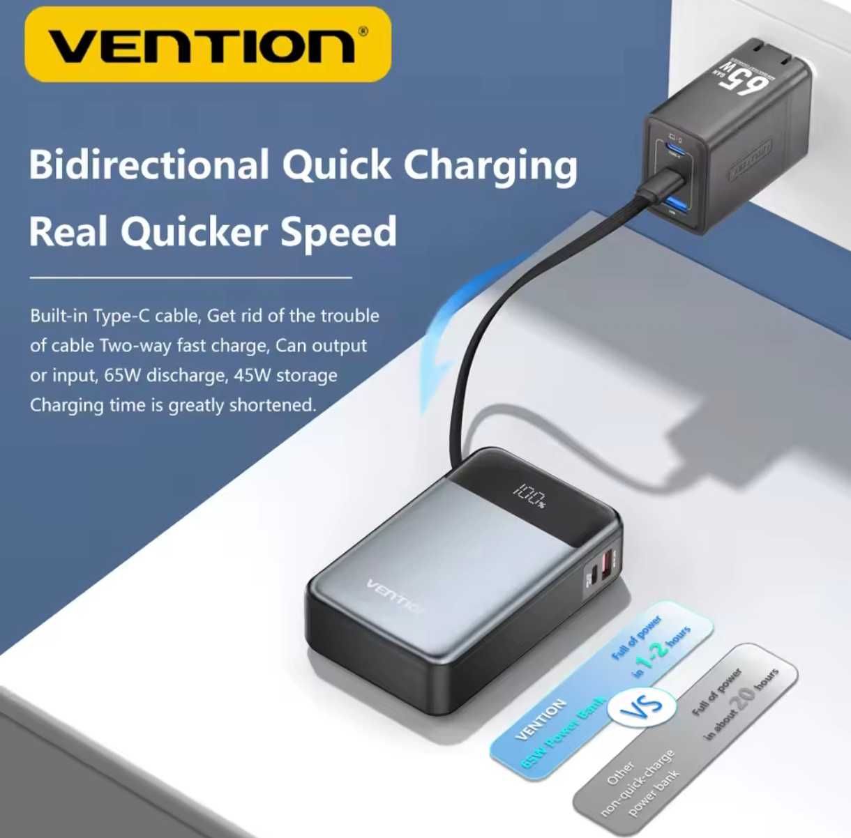 65W PD 20000mAh (VENTION) Power Bank.