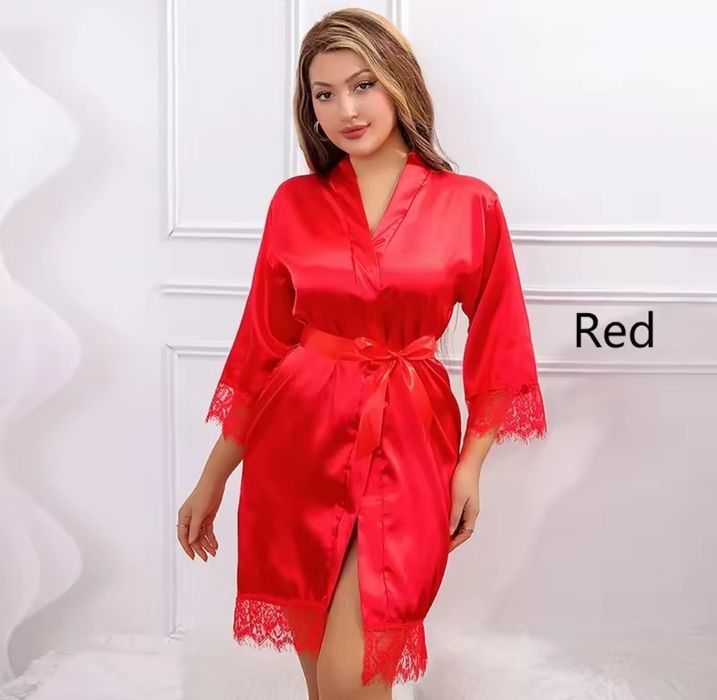 Эротический сексуальный халат с поясом стринги кружево