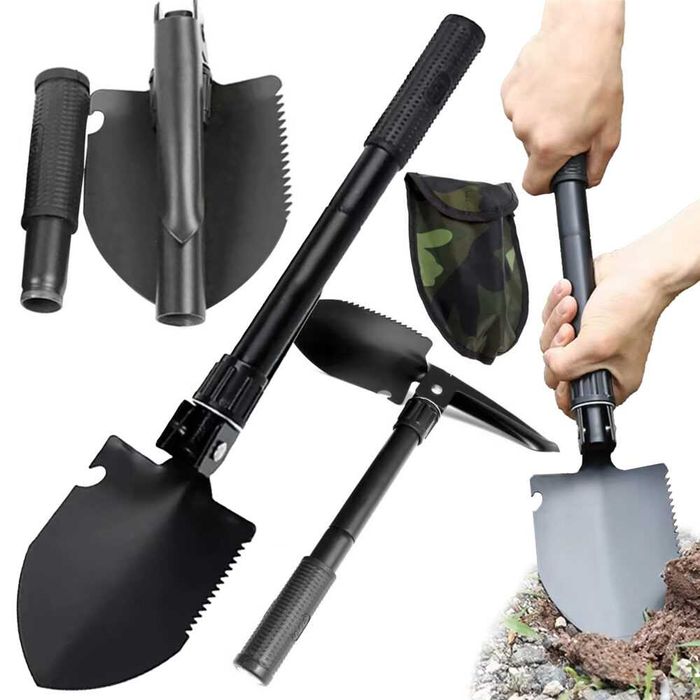 Saperka składana wojskowa XL – łopata, kilof, piła survival 4w1 z etui