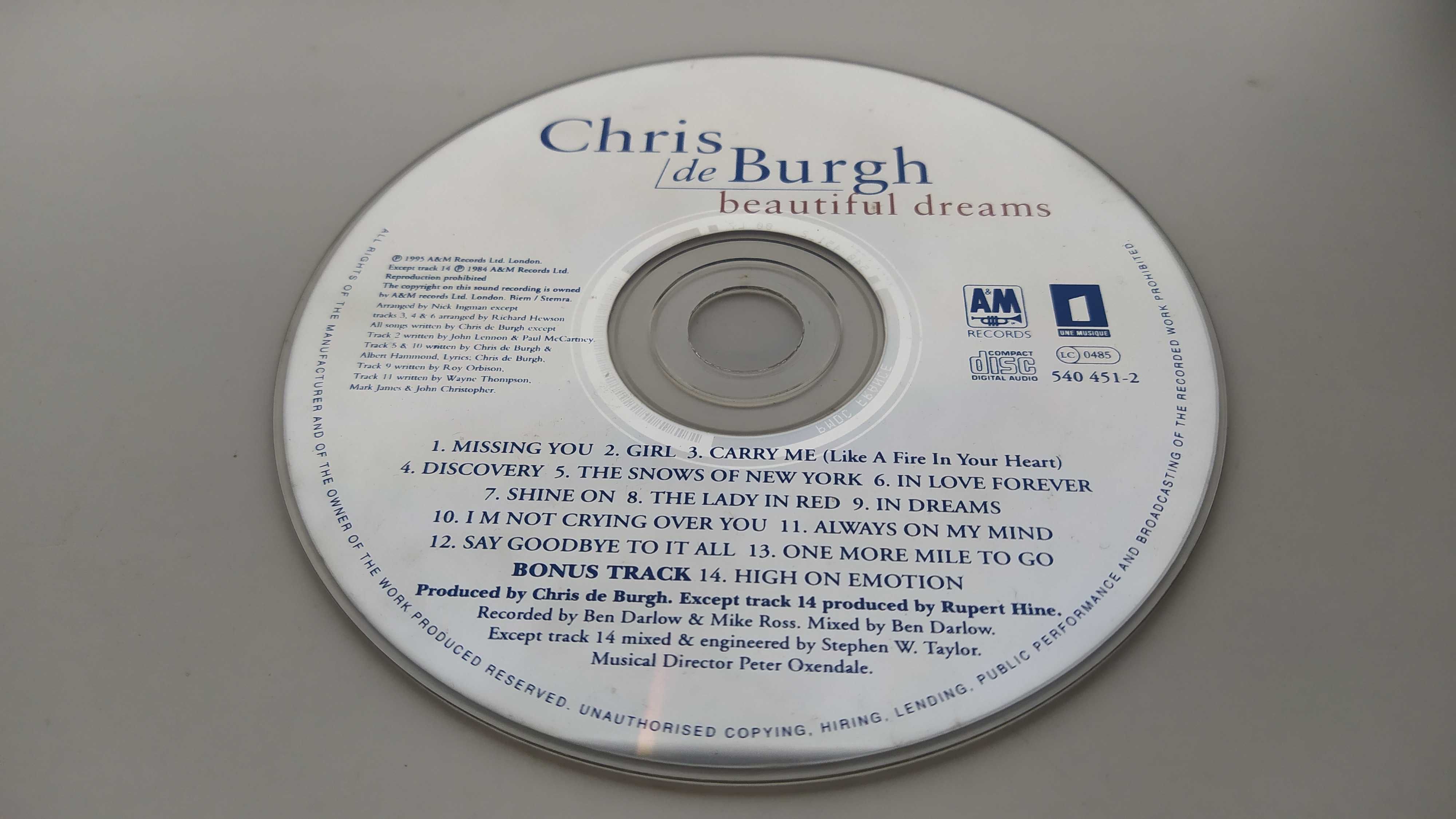 Chris de Burgh  beautiful dreams CD brak okładki przód OPIS !!!